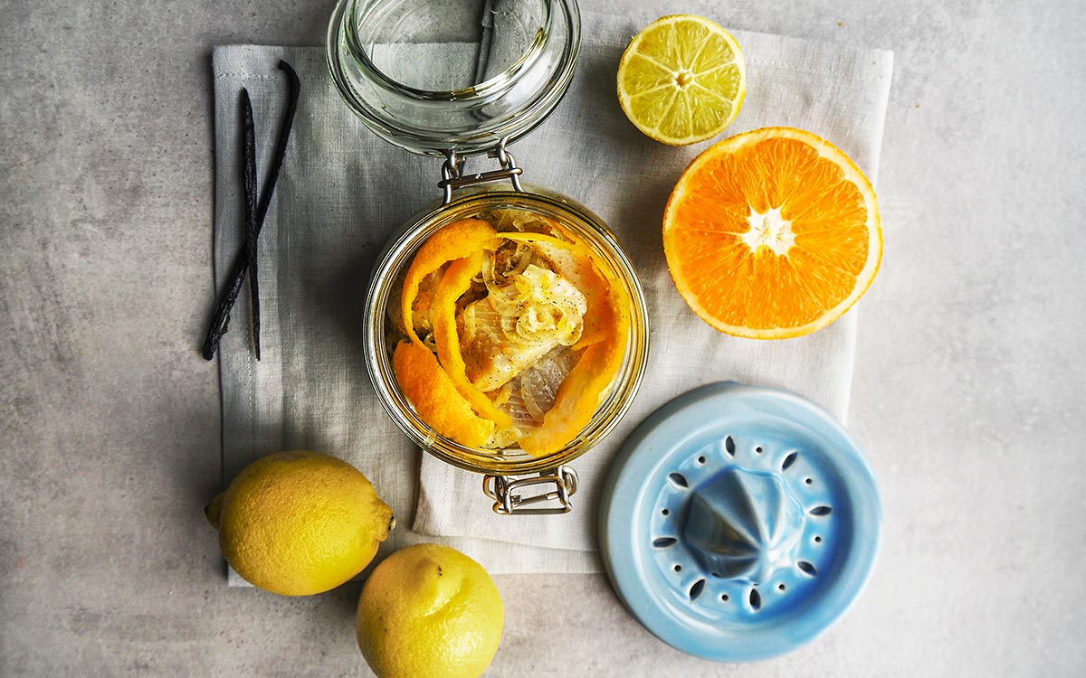 Abbas spännande solskenssill recept, med bla apelsin, lime och citron